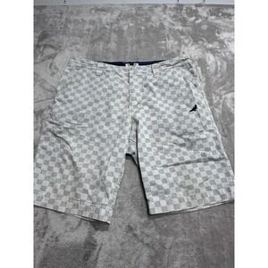 Staple Pigeon Men's Size 32 Chino Shorts White Grid Geometric Embroidered Logo